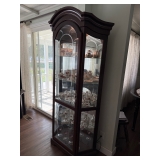 Beautiful mirrored and glass, cherry wood curio cabinet