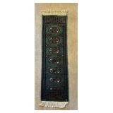 Pakistani 1ft x 40" Turquoise Bokhara Wool Runner