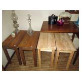Basement: 4 small table, Glass bottles