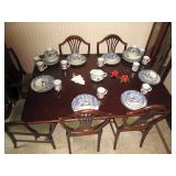 Dining Room: 49 Pieces Tienshan FolkCraft "Cabin in the Snow" 12 Place Settings, 1 Gravy Boat China