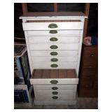 Garage:  White Cabinet (2 Drawers Open) (Great Vintage Piece) 