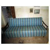 Living Room:  Fantastic Mid-Century Sleeper Couch Turquoise Blue/Tan/Light Blue Great Condition