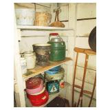 Basement Pantry:  Pottery, Thermos Jug, Tins