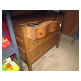 Upstairs 1st Left Bedroom Left: Vintage Oak Serpentine Dress w/Mirror 