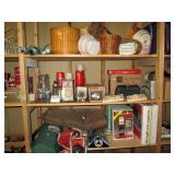 Large Storage Room: Baskets, Thermos, Ice Maker, Coleman Lamps, Tent