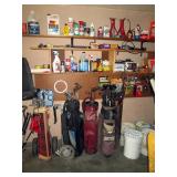 Garage: Golf Clubs, Bags, Charger, Jack Stands,Chems