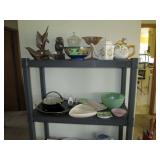 Living Room: Dishes, Black Glass Tray, Tea Pot