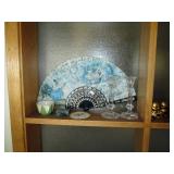 Living Room: Ceramic Fan, Glass Candle Sticks