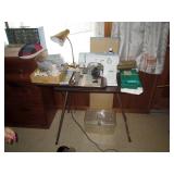 Recreation Room: Elna Sewing Machine w/Table , More Sewing Stuff
