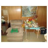 Recreation Room: Chair, Card Table, Flowers