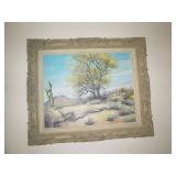 Jerry Pond Arizona Artist Oil Painting Palo Verde Tree (Signed)