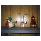 Duck Holds Kitchen tools, Christopher Radko Halloween, Light up orange pumpkin