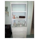 Middle Bed Room White Wicker 2 piece Shelf & Drawers