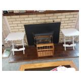 Living Room White Folding Tables, Magazine Holder 