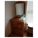 1st Bed Room Right: Vintage  Small Dresser w/Mirror