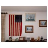 Living Room 48 Star Marine Flag, 2 Oil Painting, Sailing Ship Paint by Numbers
