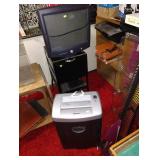 Down 1st Bedroom Right: Dell Monitor, Rolling File Cabinet, Fellowes Shredder  