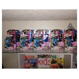 Down 1st Bedroom Right:   New Kids on the Block.  (mib) 3 sets of the 5 kids.  Small-Medium-Large   