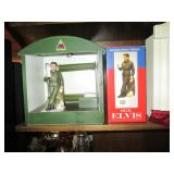 Living Room: Army Barracks w/Bunk Bed, Trunk Elvis Army Liquer Bottle