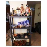 Dining Room: Japanese Dolls, Ceramic figures, Counter Coffee, Sugar, etc Containers, Wood Containers