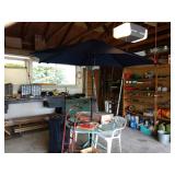 Garage Right:  Patio Umbrelle, Patio Table, , Punch Bowl, Chairs