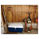 Basement: Sled, Cooler, Vintage Scooter