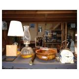 Basement:  Oil Lamp, Clock, Lamp, Bowl