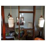 Living Room:  MCM Room Divider Hanging Ceramic Lamps