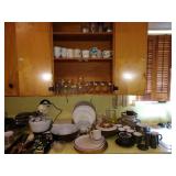 Kitchen:  Glasses, Cups, Terra Pyrex Bowls, Dishes