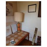 Basement Room Left:  MCM Tile Coffee Table, Table Lamp, Oil Paintings