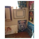 Basement Room Left:  Oil Paintings, Frames