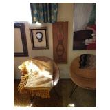 Basement Room Left:  Oil Paintings, Rattan Rocker