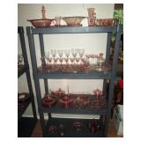 Living Room:  Large collection of Pink Depression glass - many patterns and pieces