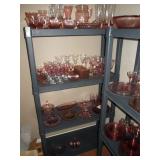 Living Room:  Large collection of Pink Depression glass - many patterns and pieces