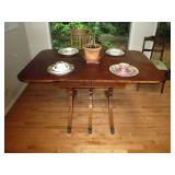 Kitchen Area:  Vintage Drop Leaf Table, Collectible China, Chairs, Pictures
