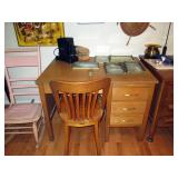 Kitchen Area: Vintage Small Oak Desk 