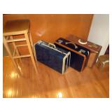 Kitchen Area:  Tall Stool, 3 Vantage Suitcases