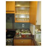 Kitchen Area:  Astrid Swedish Crystal goblets in clear, pink and amber
