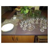 Kitchen Area:  Green Depression Glass, other elegant glass and crystal