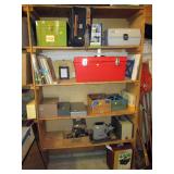 Garage: Art Supplies in Red Box-Paint, Pens, Brushes, Clay, Triangles, Drawing Pencils, Oil Paints, 