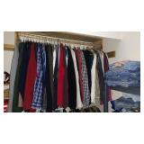 Upstairs Bedroom 3rd Right: New Shirts (L-2X), Used Shirt, Sports Coats, Pants, High End Clothing 