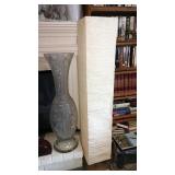 Living Room:  Tall Square Lamp, Beautiful Tall Glass Vase