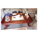 Living Room: Great Coffee Table w/Glass Top, Lladro Doves, Book Ends, Seagull, ButterFly  
