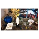 Dining Room: Glass Table w/bunch of stuff on it
