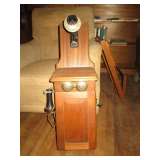 Vintage wood telephone--It is wired to work.