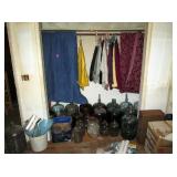 Bed Room 3 5 gallon green wine jugs--Blankets--Clothes