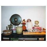 Gong--Brass candle holders--Dolls--game