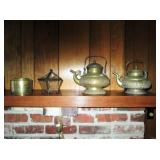 Old brass tea pots--etc