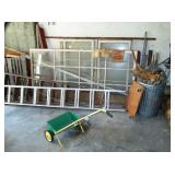 Lawn spreader--22 Foot Aluminium ladder--Old windows firewood