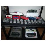 Pewter cars (Danbury Mint)  Typewriters